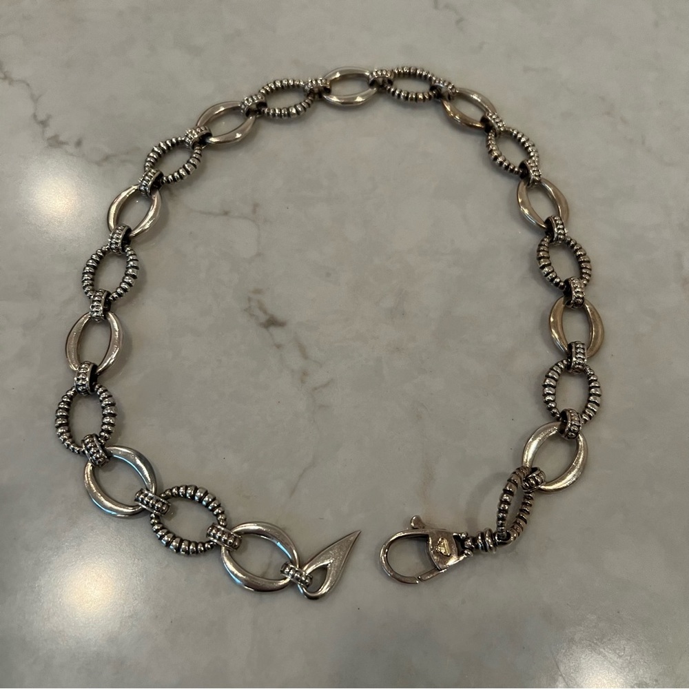 Rare LAGOS Caviar Silver 20 inch Chain Link Chunky Necklace
